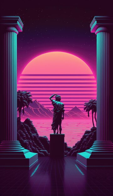 Zdjęcie tapeta tło ilustracji wektorowych vaporwave