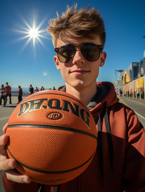 Tapeta UHD A_man_holding_basketball