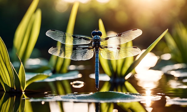 Tapeta Ważki tańczące nad stawami z liliami