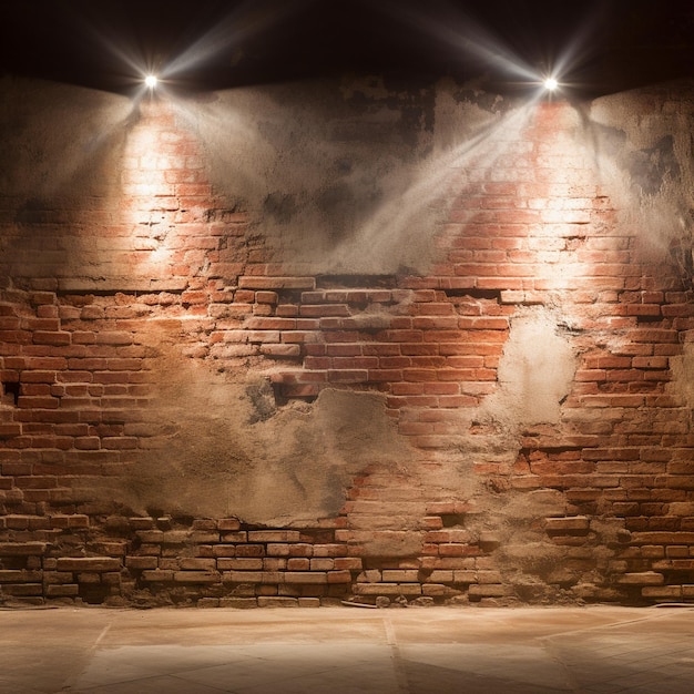 Zdjęcie tapeta z cegły do teksturowanych ścian z światłami