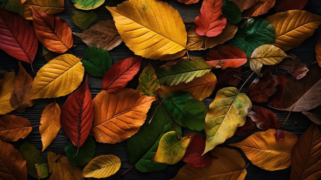 Tapeta z jesiennymi liśćmi w kolorach pomarańczowym i brązowym Generacyjna sztuczna inteligencja