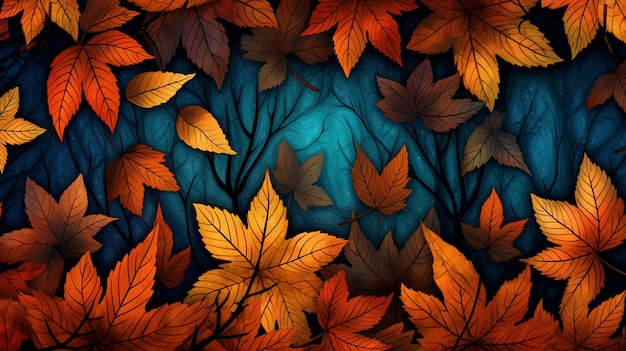 Tapeta z kolorowymi jesiennymi liśćmi