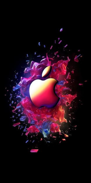 Zdjęcie tapeta z logo apple zanika w cząsteczkach obraz generowany przez ai