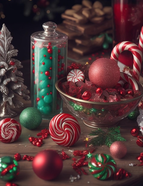 tapeta z świątecznych cukierków