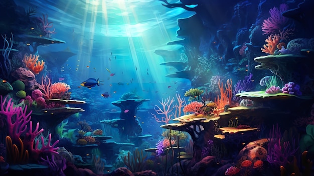 Tapeta Zaczarowany Podwodny Świat Życie morskie i ogrody koralowe