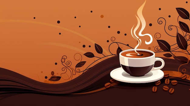 Tapeta zainspirowana międzynarodowym dniem espresso z filiżanką kawy i brązowymi kolorami
