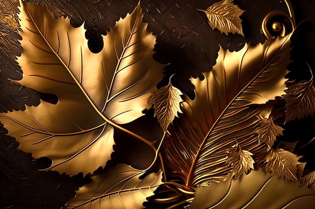 Tapety ze złotymi liśćmi, które są w wysokiej rozdzielczości i wysokiej rozdzielczości