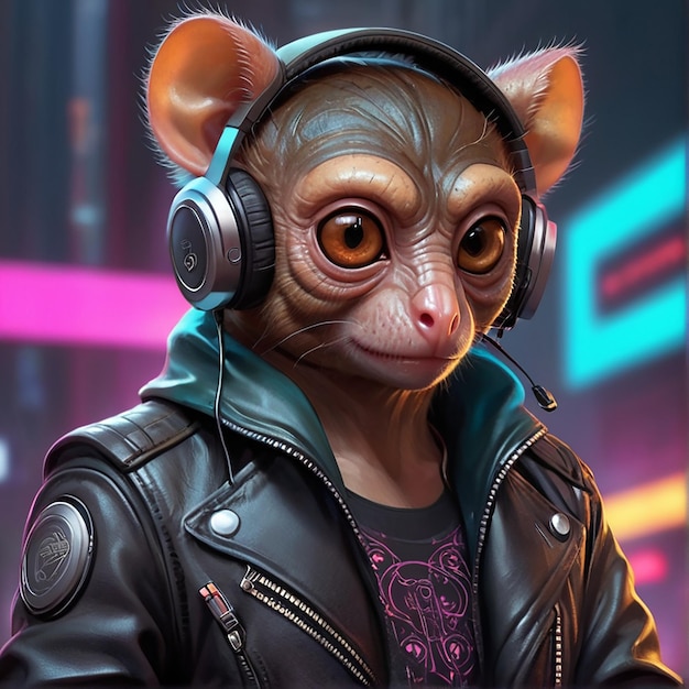 Tarsier Synthwave Serenity Down Under autorstwa Alexa Petruka WYGENEROWANO AI