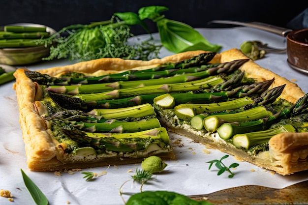 Tarta ze szparagami na kruchym cieście i kremowym nadzieniu