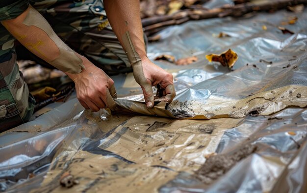 Taśma klejąca naprawia pęknięcie plastiku