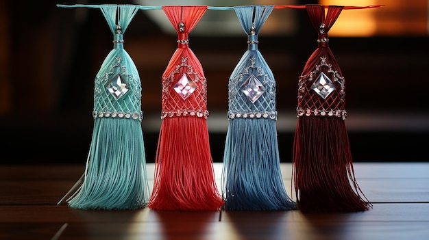 Tassel Bookmark Czerwony i niebieski kolor w stylu