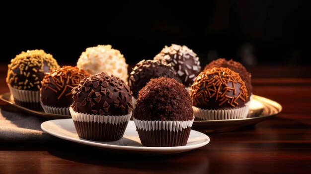 Zdjęcie tasty brigadeiro brazylijskie danie z tłem studyjnym