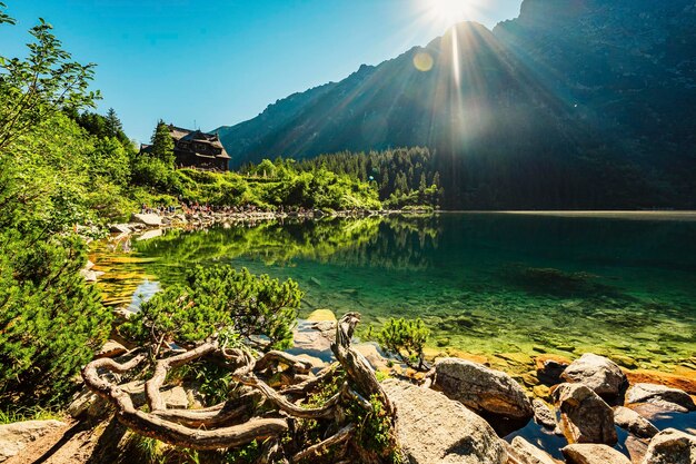 Tatrzański Park Narodowy w Polsce Słynne góry Jezioro Morskie Oko lub Morskie Oko Jezioro W Tatrach Wysokich Dolina Pięciu Jezior