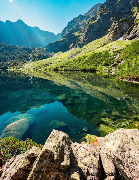 Tatrzański Park Narodowy w Polsce Słynne góry Jezioro Morskie Oko lub Morskie Oko Jezioro W Tatrach Wysokich Dolina Pięciu Jezior