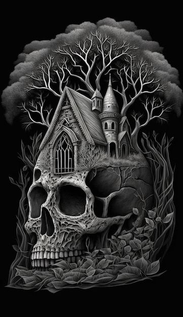 Tatuaż przedstawiający dom i drzewo