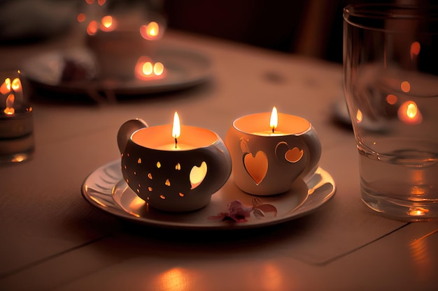 Tea Lekkie świeczki Na Stole Dla Romantyzmu