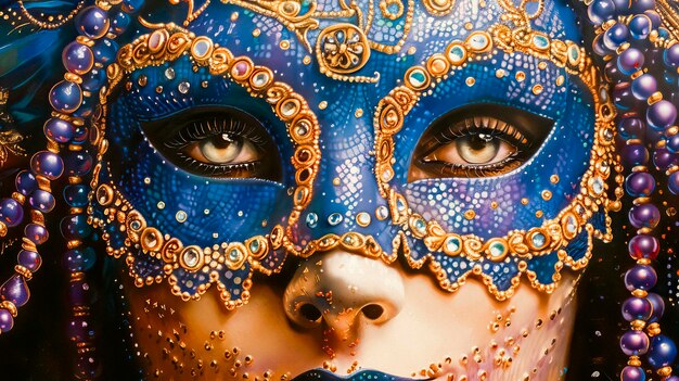 Teal and Gold Venetian Masquerade MaskxA