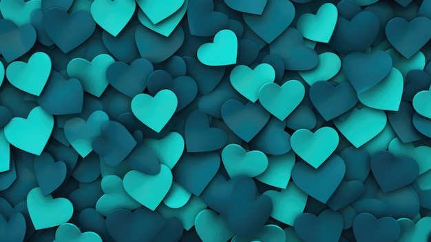 Teal Color Hearts jako tło