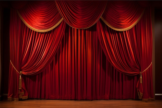 teatralna zasłona w czerwonych i złotych odcieniach przedstawienie teatralne salę tańca przedstawienie komika