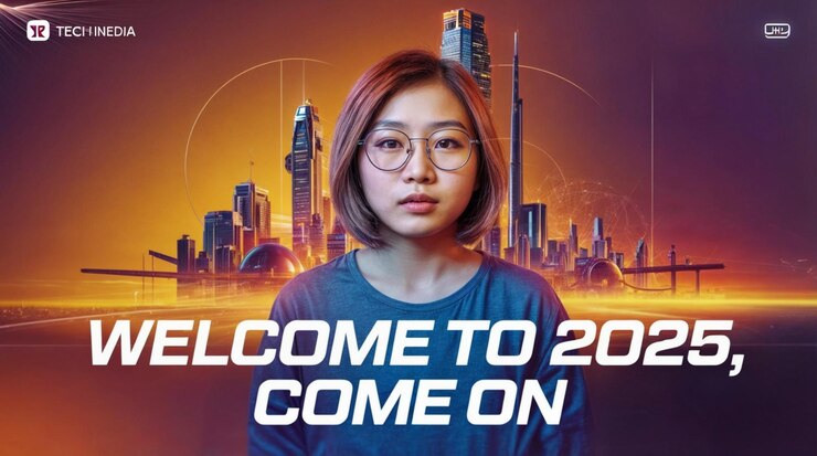 Zdjęcie techniczny plakat z tekstem "witaj w 2025".