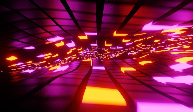 Technika abstrakcyjna tło światła neonowe ilustracja 3D