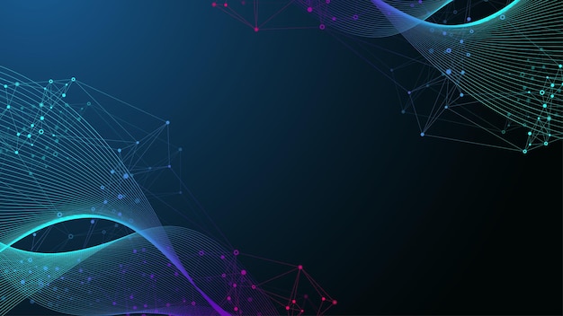 Technologia abstrakcyjne tło z połączoną linią i kropkami wizualizacją dużych danych