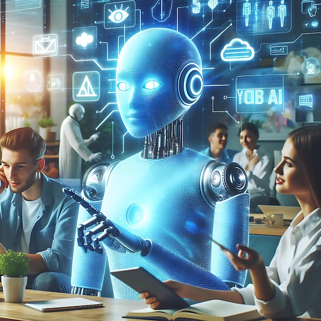 Technologia AI sztuczna inteligencja Ludzie używający sztucznej inteligencji inteligentna technologia robotowa sztuczna intelekt