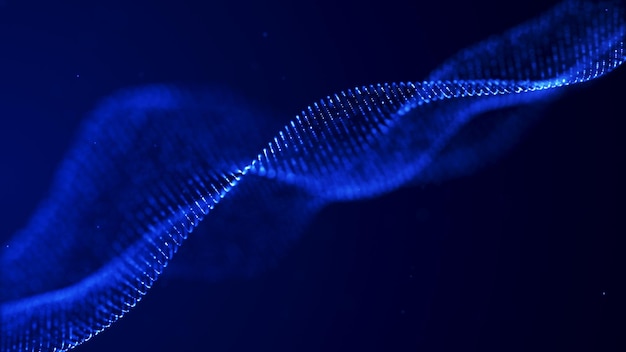 Technologia cyfrowa cząsteczki przepływają niebieskie tło