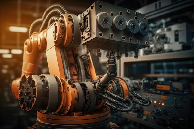 Zdjęcie technologia dla przemysłu zmechanizowanego sterowanie ramieniem robota technologia robotyki dla przemysłu