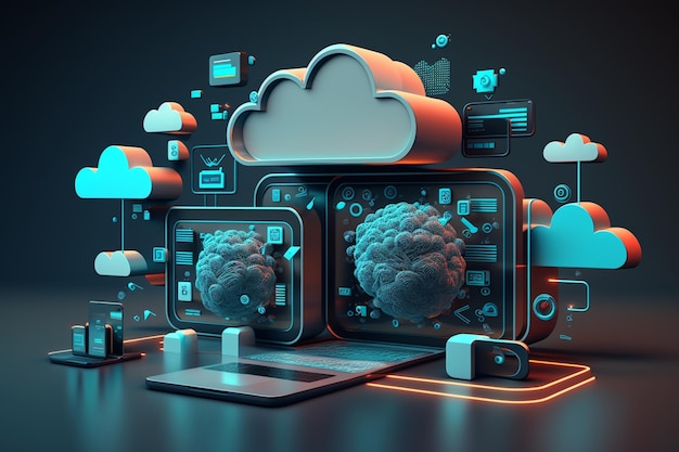 Technologia hostingu przetwarzania w chmurze 3D z urządzeniami elektronicznymi