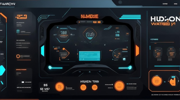 Technologia interfejsu użytkownika Hud dla statku kosmicznego lub gry wirtualnej rzeczywistości z wykresem infograficznym