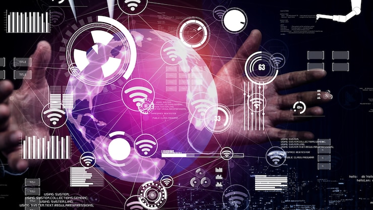 Zdjęcie technologia komunikacji 5g sieci internetowej koncepcyjna