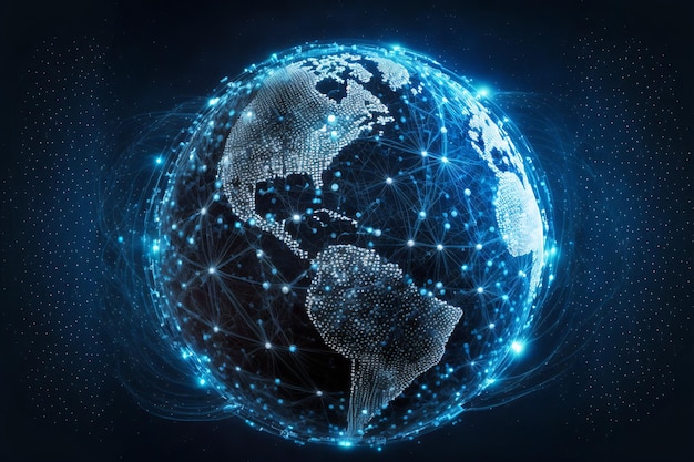 Technologia komunikacji z globalną siecią internetową. Duże dane. Połączony świat.