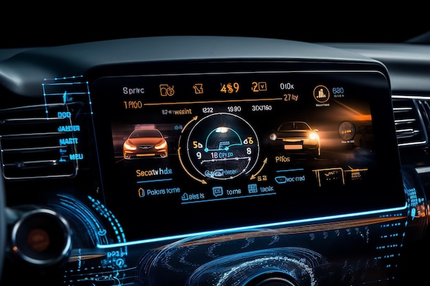 Zdjęcie technologia na desce rozdzielczej nowego samochodu generacyjna sztuczna inteligencja