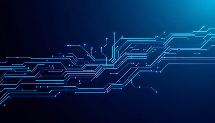 Zdjęcie technologia obwodu cyfrowego z systemem połączenia danych cyfrowych hitech