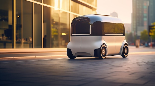 Technologia robota ekologia dostawa samochodów transport pojazd koncepcja robota inteligentna elektryczność samochód auto