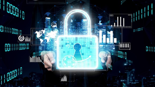 Technologia szyfrowania bezpieczeństwa cybernetycznego w celu ochrony prywatności danych koncepcyjna