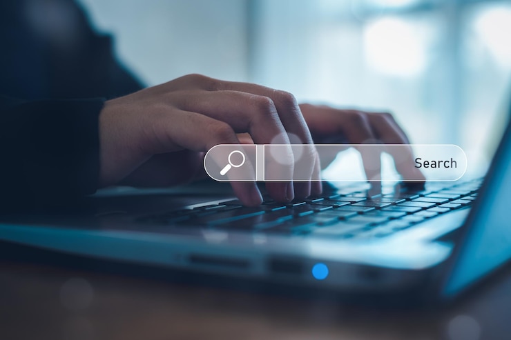 Zdjęcie technologia wyszukiwania danych seo optymalizacja wyszukiwarek optymalizowanie wyszukiwarki ręczne używając do wyszukiwania funkcji paska informacyjnego na swojej stronie internetowej