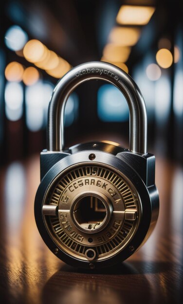 Techsecure Digital Lock Cybersecurity Padlock Na Tle Technologii Futurystycznej