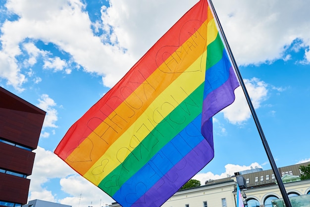 Tęczowe Flagi Lgbtq Na Demonstracji Dumy