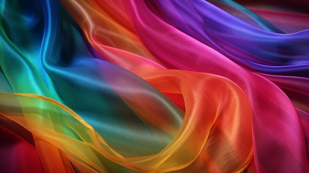 Tęczowe kolory miękkiej luksusowej tkaniny tkaniny ai generowane dzieła sztuki