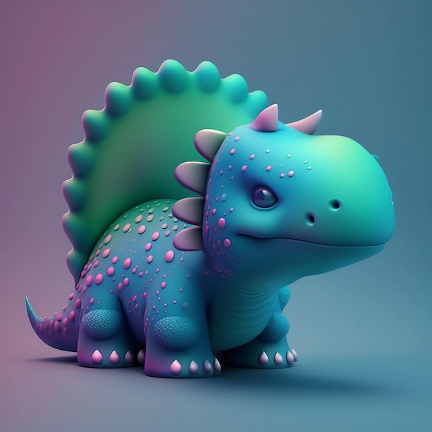 Tęczowy uroczy dinozaur stworzony za pomocą technologii generatywnej AI