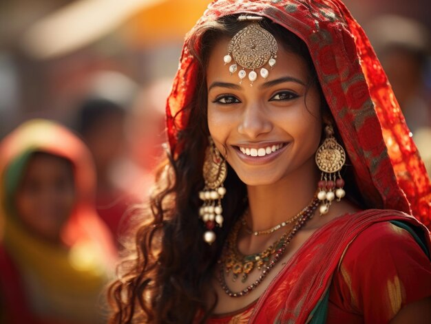 Teej wakacyjne zdjęcie piękna indyjska kobieta