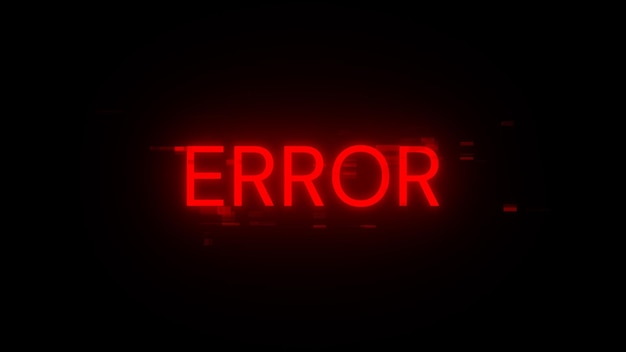 Tekst błędu renderowania 3D z efektami ekranu usterek technologicznych