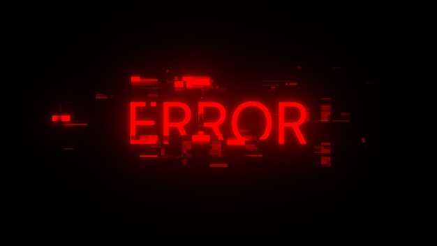 Tekst błędu renderowania 3D z efektami ekranu usterek technologicznych