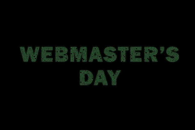 Tekst Dnia Webmastera z kodu binarnego w odcieniach zieleni