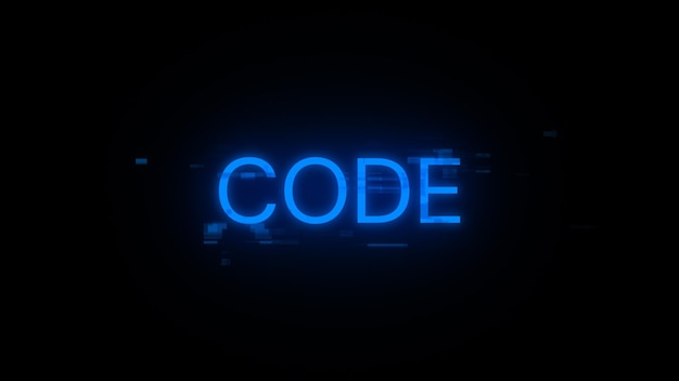 Tekst kodu renderingu 3D z efektami ekranu usterek technologicznych