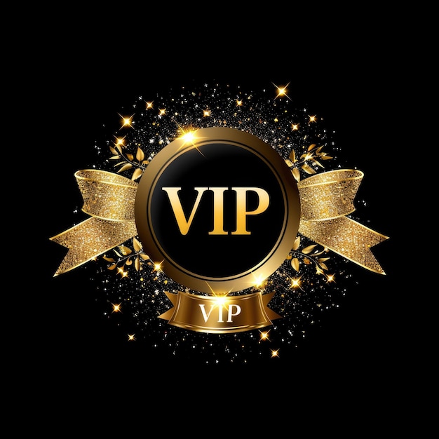 Tekst logo Vip VIP wyrafinowana mieszanka baneru i tła karty biznesowej zawierająca ekskluzywność i luksus dla elitarnej i wyróżniającej się tożsamości korporacyjnej