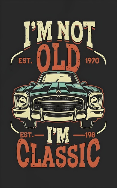 Tekst Nie jestem stary. Jestem klasycznym designem dla zakochanych entuzjastów samochodów retro