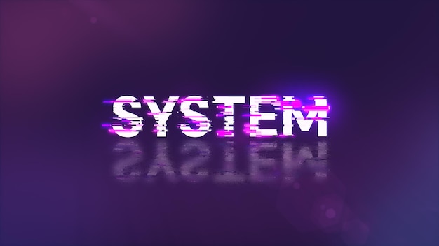 Tekst systemu renderowania 3D z efektami ekranu usterek technologicznych